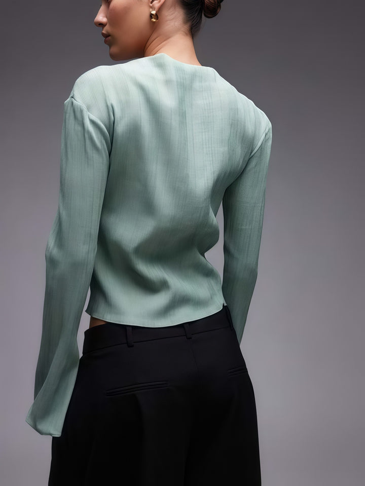 Dame Fashion Bluse med struktureret stof og elegante knapdetaljer Stilla