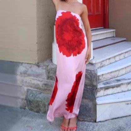 Femme Maxikjole med blomster mønster Stilla