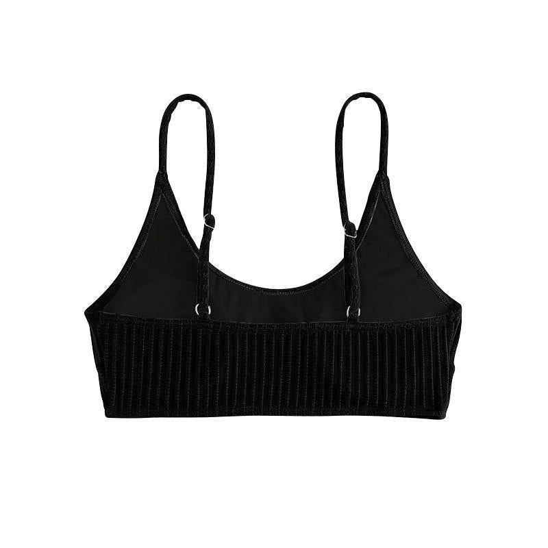 Dame Sport-Bikinioberteil med elegant ribdesign og smalle stropper Stilla