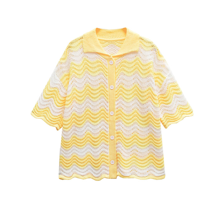 Femme Bølge mønster Strik cardigan Stilla