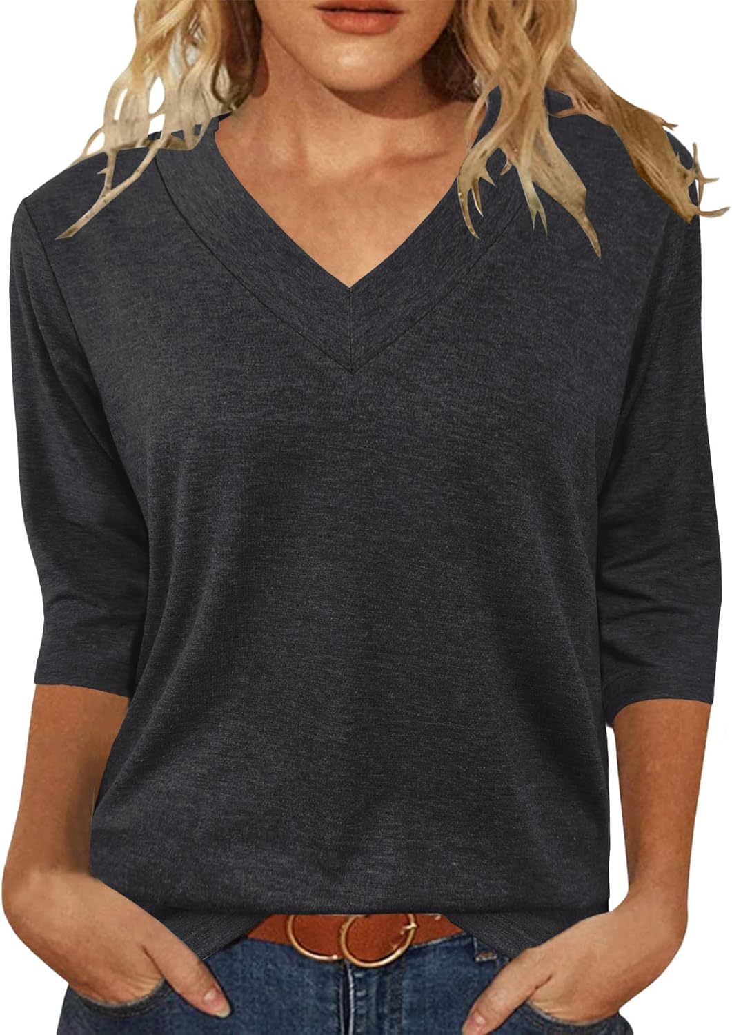 Dame Relaxed Fit V-Udskærings Top Stilla