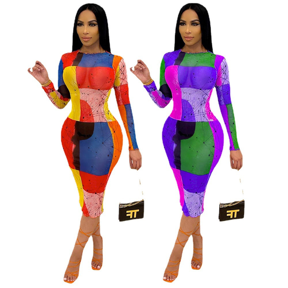 Dame skulptureret langærmet bodycon kjole Stilla