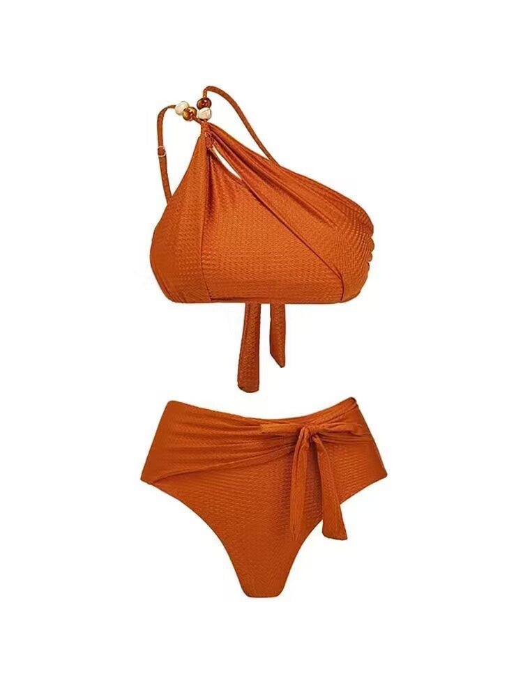 Dame badedragt sæt med asymmetrisk top og elegant sarong Skovae