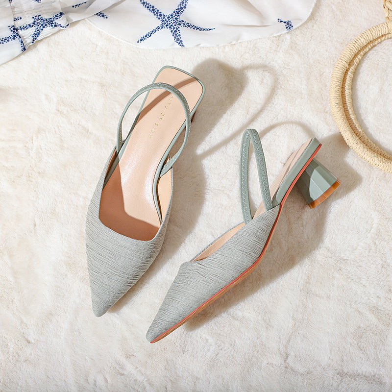 Dame Chic Slingback-hæle med unikt struktureret stof og moderne blokhæle Stilla