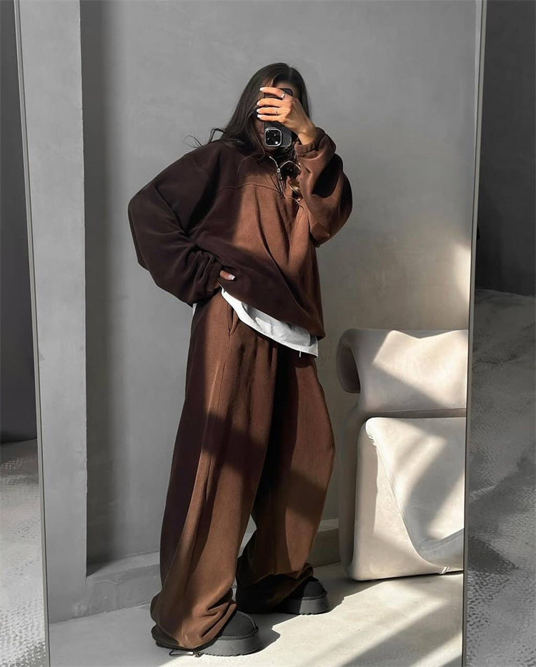 Kvinders oversized fleece jumpsuit med høj krave og lynlås Skovae