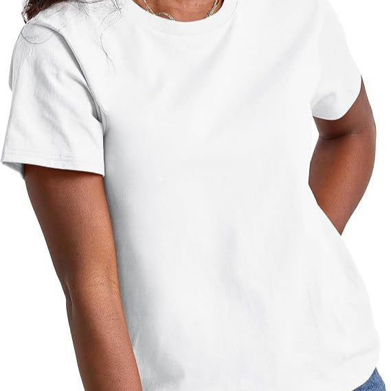 Dame kvalitets Basic T-shirt med rund halsudskæring og elastisk materiale Stilla