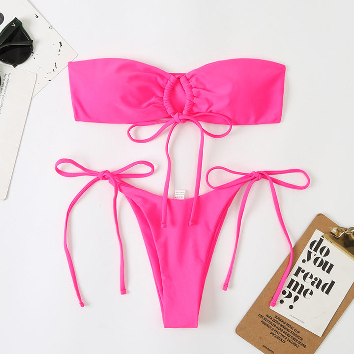 Dame Bandeau-Bikini-sæt med justerbare stropper og høj udskæring Stilla