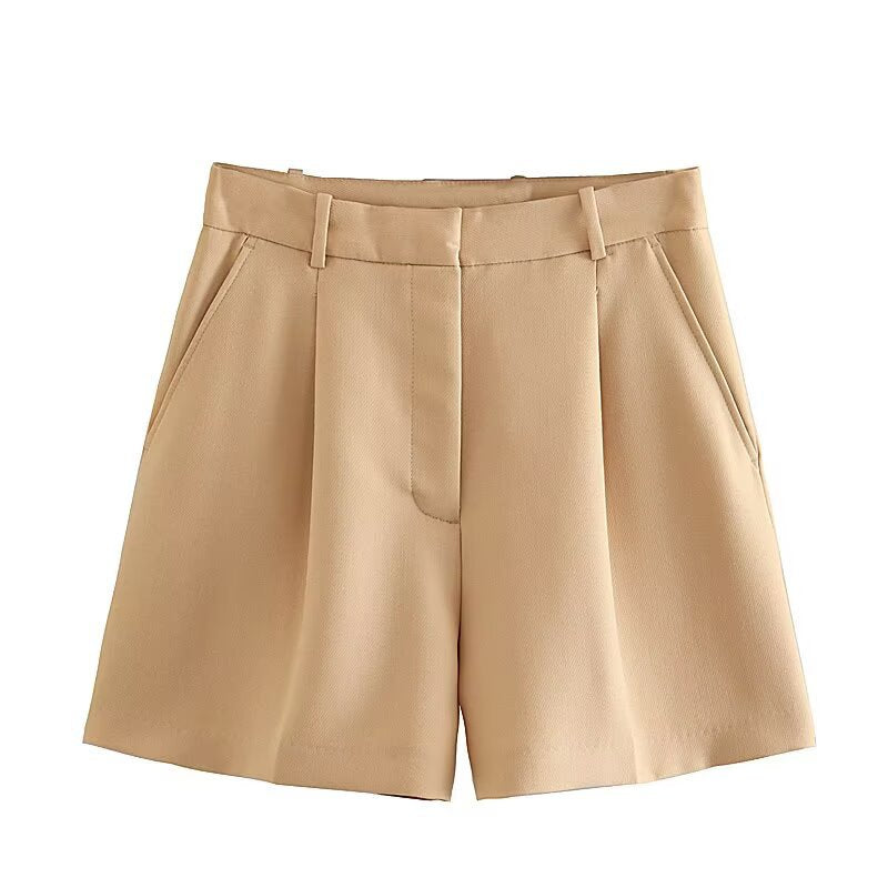 Dame elegante shorts med høj talje og praktiske sidelommer Skovae