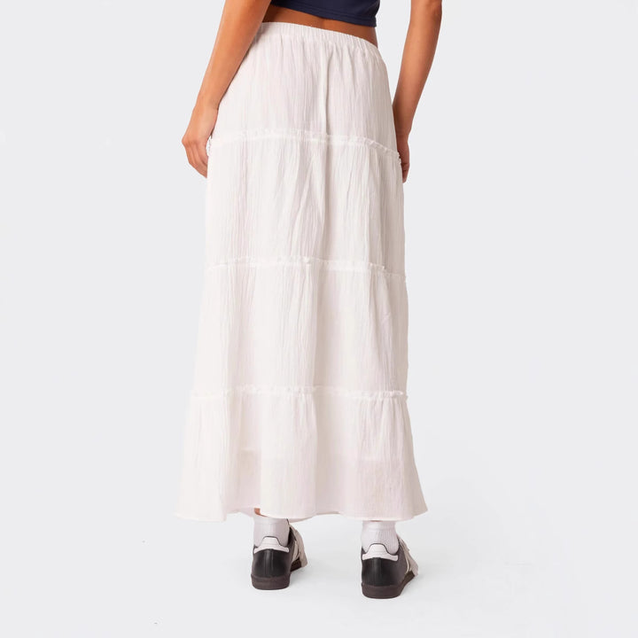Dame luftig Crop-Top med fortryllende hækle mønster og svingende kant Skovae
