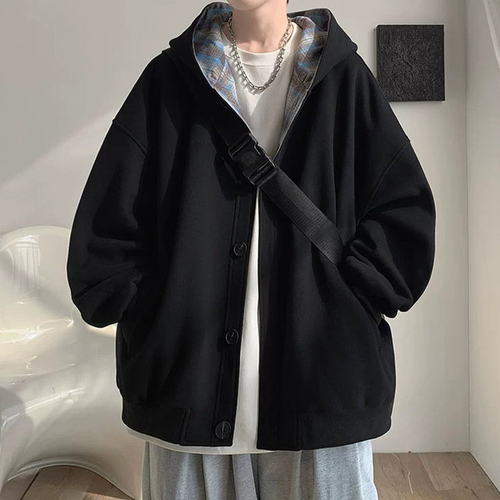 Herre afslappet oversized jakke med hætte og funktionelle detaljer Stilla