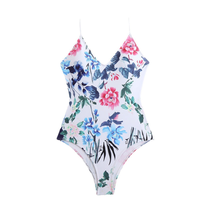Kvinder Floral Print Kryds-Ryg Én-delt Badedragt Stilla