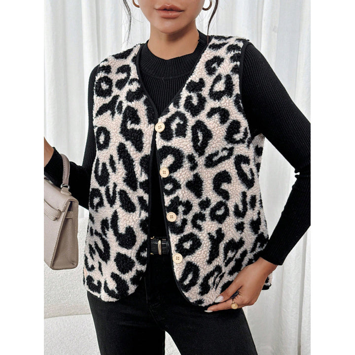 Dame leopardprint quiltet vest Stilla
