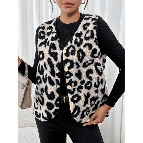 Dame leopardprint quiltet vest Stilla