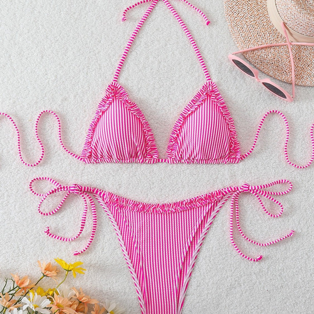 Dame Triangle-bikini med afslappede bindebånd Skovae