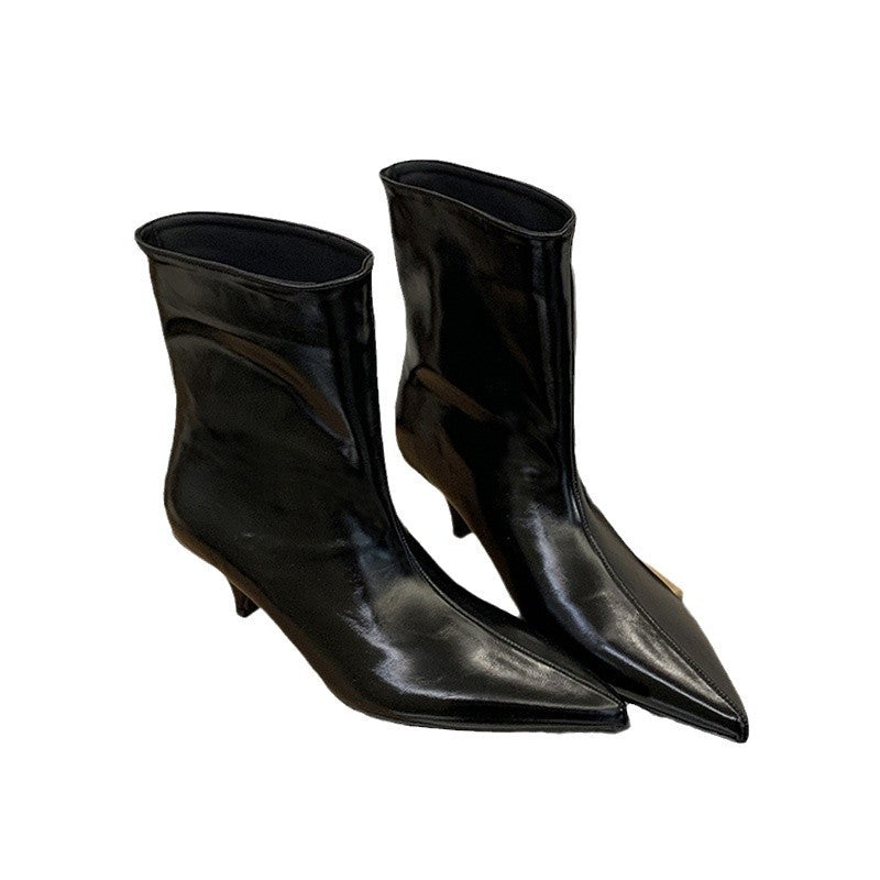 Dame Ankle-Boots med spids tåområde og elegant kitten hæl Stilla