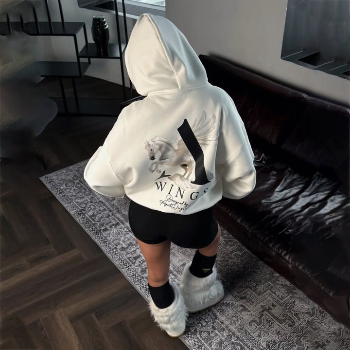 Dame Urban Hoodie med unikt grafisk design Stilla