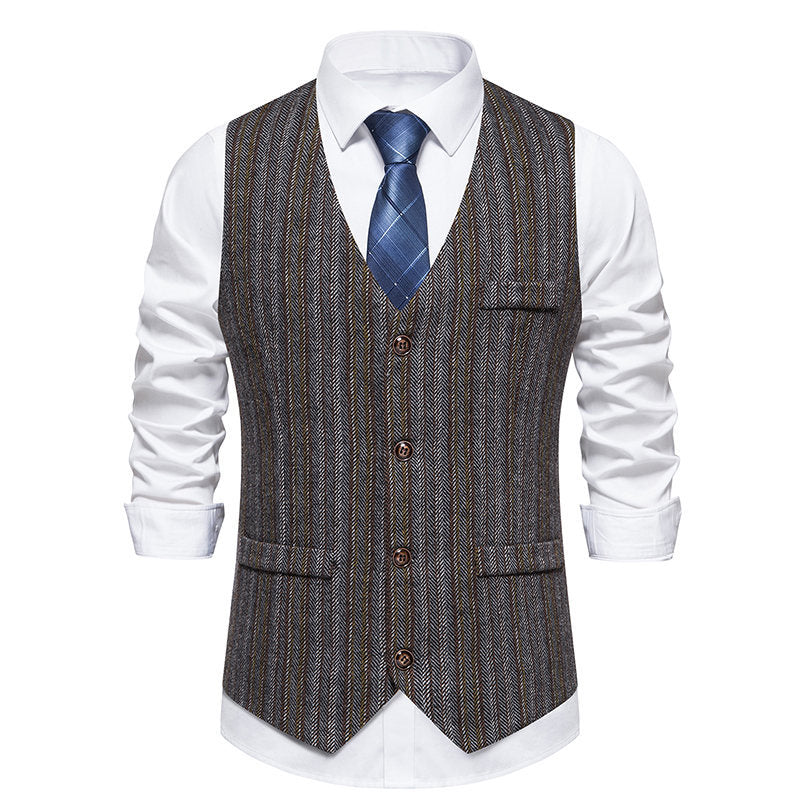 Herrer Elegant Fiskebensmønster Vest Stilla