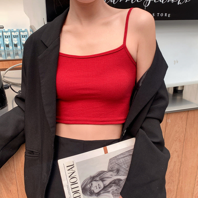 Dame Crop-Top i elastisk ribmateriale med fint struktureret overflade Stilla