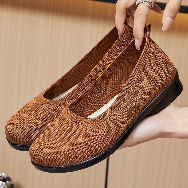 Dame Slip-On Strik Ballet Flats med ergonomisk fodseng Stilla