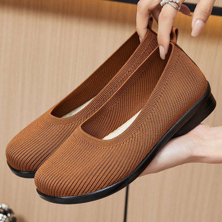 Dame Slip-On Strik Ballet Flats med ergonomisk fodseng Stilla
