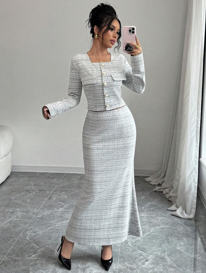Dame Elegant toc-delt sæt med moderne knapdetalje Stilla