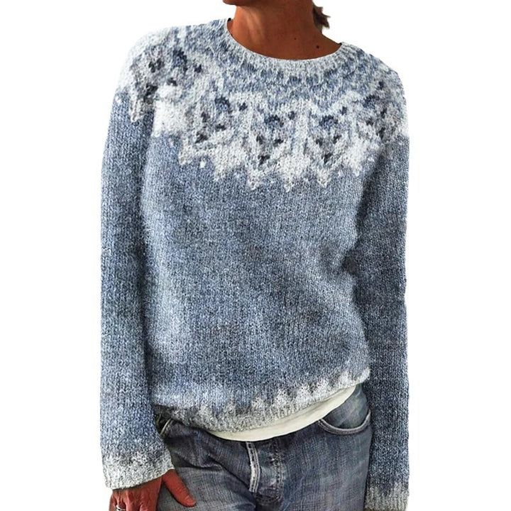 Kvinders strikket sweater med nordisk mønster og komfortabel pasform Stilla