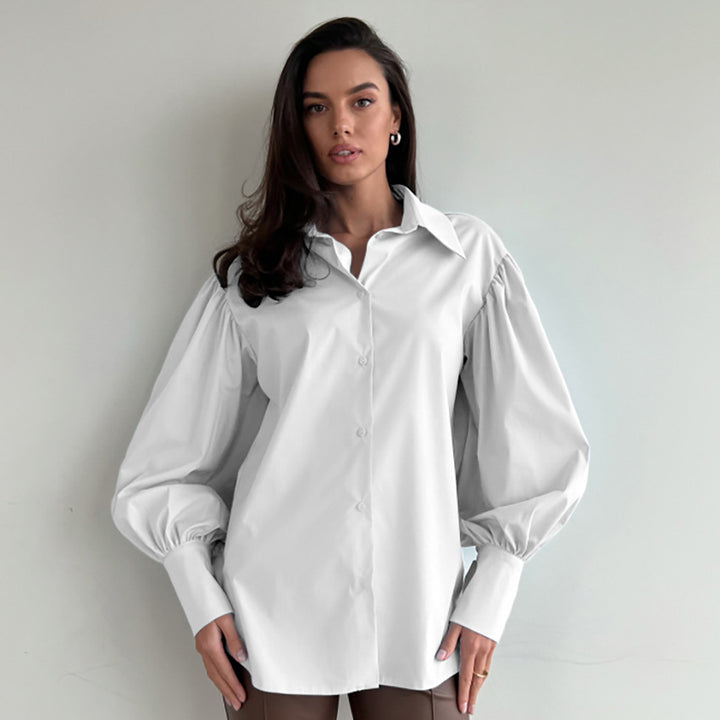 Dame trendy bluse med voluminøse ærmer og moderne snit Stilla