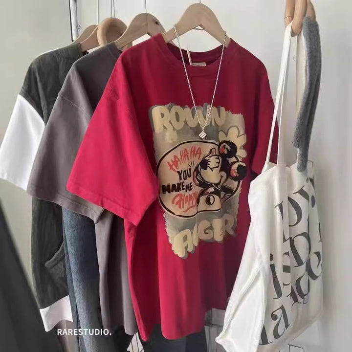 Dame T-shirt med legende cartoon-print og oversized snit Stilla