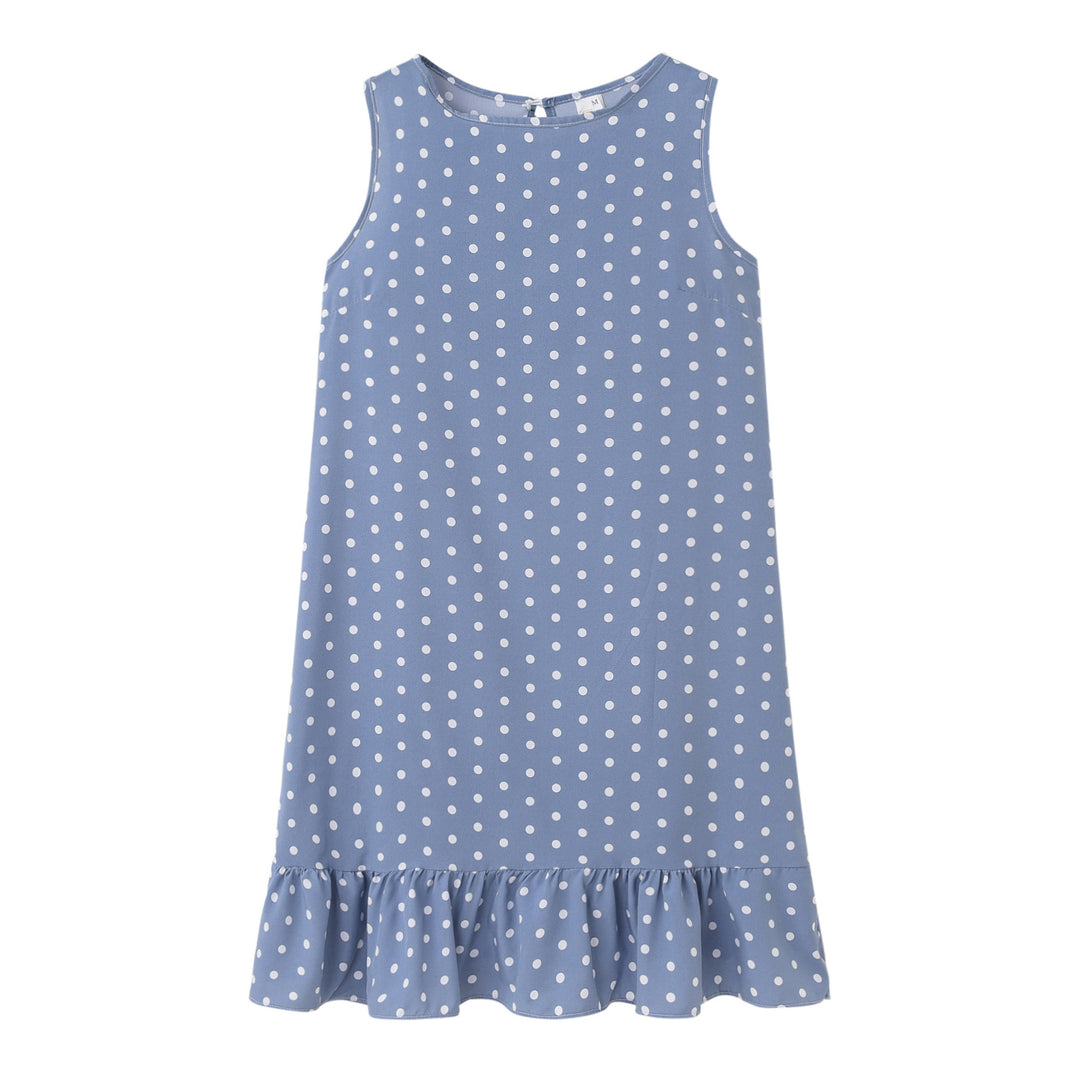 Dame Sommer Polka Dot Shift Kjole med Flæsekant Stilla