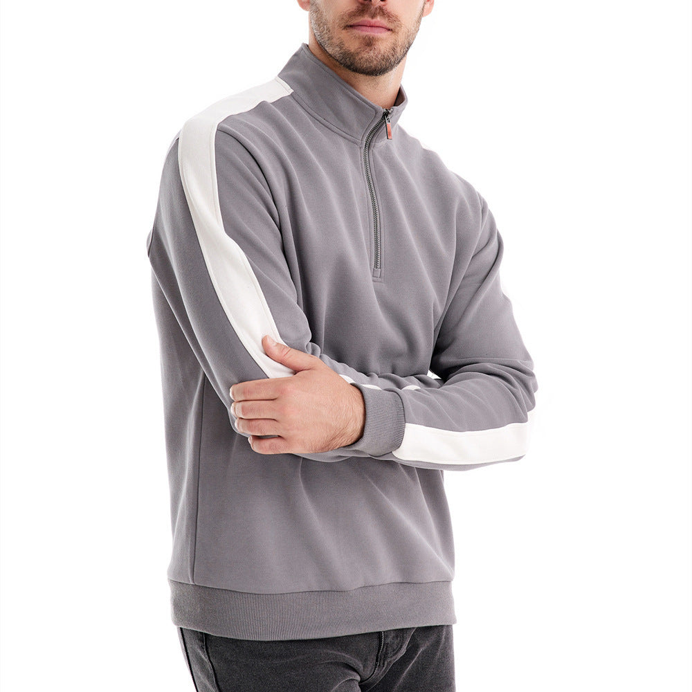 Herrer nan ståkrave-pullover med kort lynlås og kontrast sidebånd Skovae