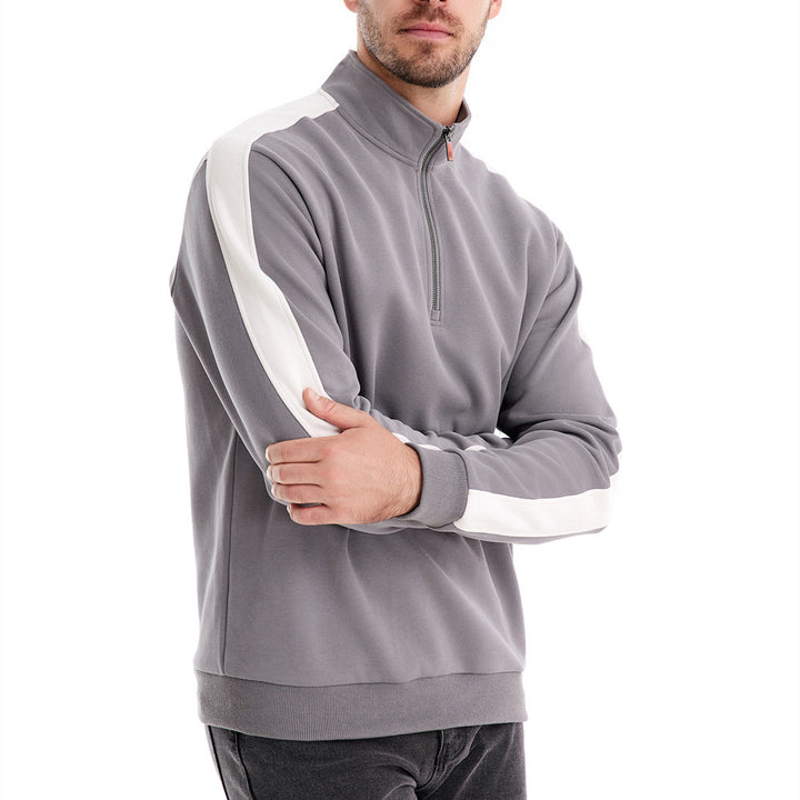 Herrer nan ståkrave-pullover med kort lynlås og kontrast sidebånd Skovae