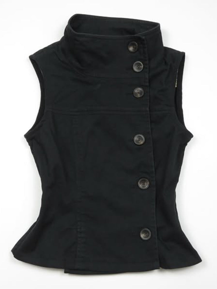 Dame Mode Bluser-Vest med asymmetrisk krave og knaplukning Skovae