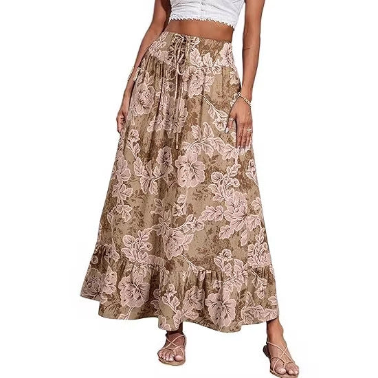 Dame jumpsuit med blomstertryk og elastisk talje