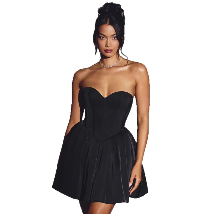 Kvindernes elegante talje bustier kjole med flydende nederdel Skovae