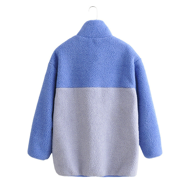Kvinders Fluffy Fleece Jakke med Høj Krave og Lynlås Stilla