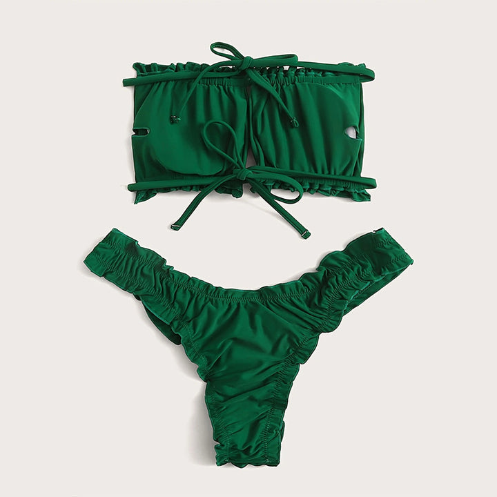 Dame Bandeau-Bikini-Sæt med elegante Rüschen Skovae