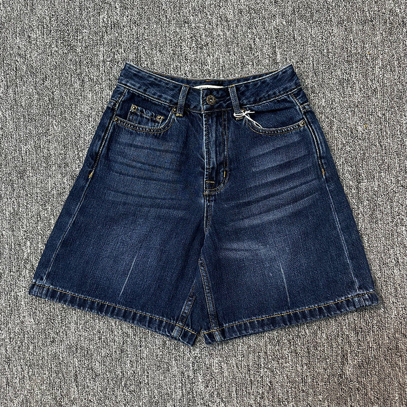 Dame mode Denim-shorts med bred ben Stilla
