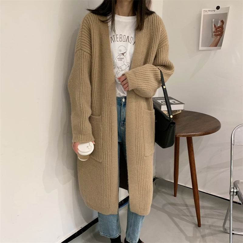 Kvinders Plus Size Strikket Cardigan med Casual Skæring og Lommer Stilla