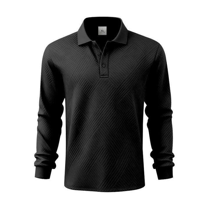 Herrer nan langærmet Poloshirt i struktureret Jacquardstrik Skovae
