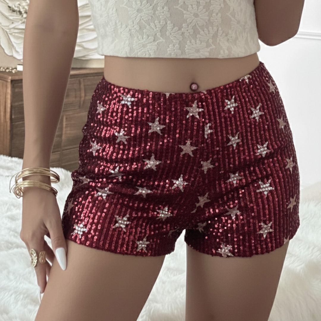 Dame mini skirt with sparkling polka dot pattern and elastic waistband Skovae