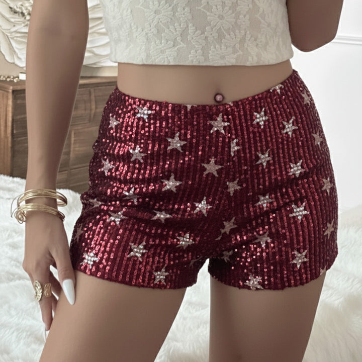 Dame mini skirt with sparkling polka dot pattern and elastic waistband Skovae