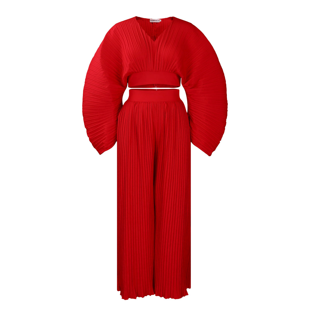 Dame Plisseret Jumpsuit med Oversize-ærmer Stilla