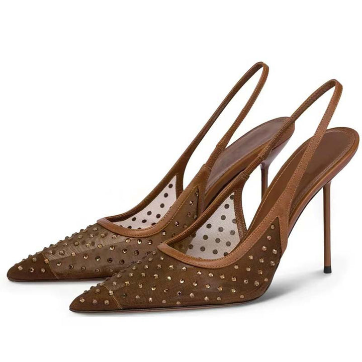 Dame High-Heel Slingback Pumps med Nitteaccent Stilla