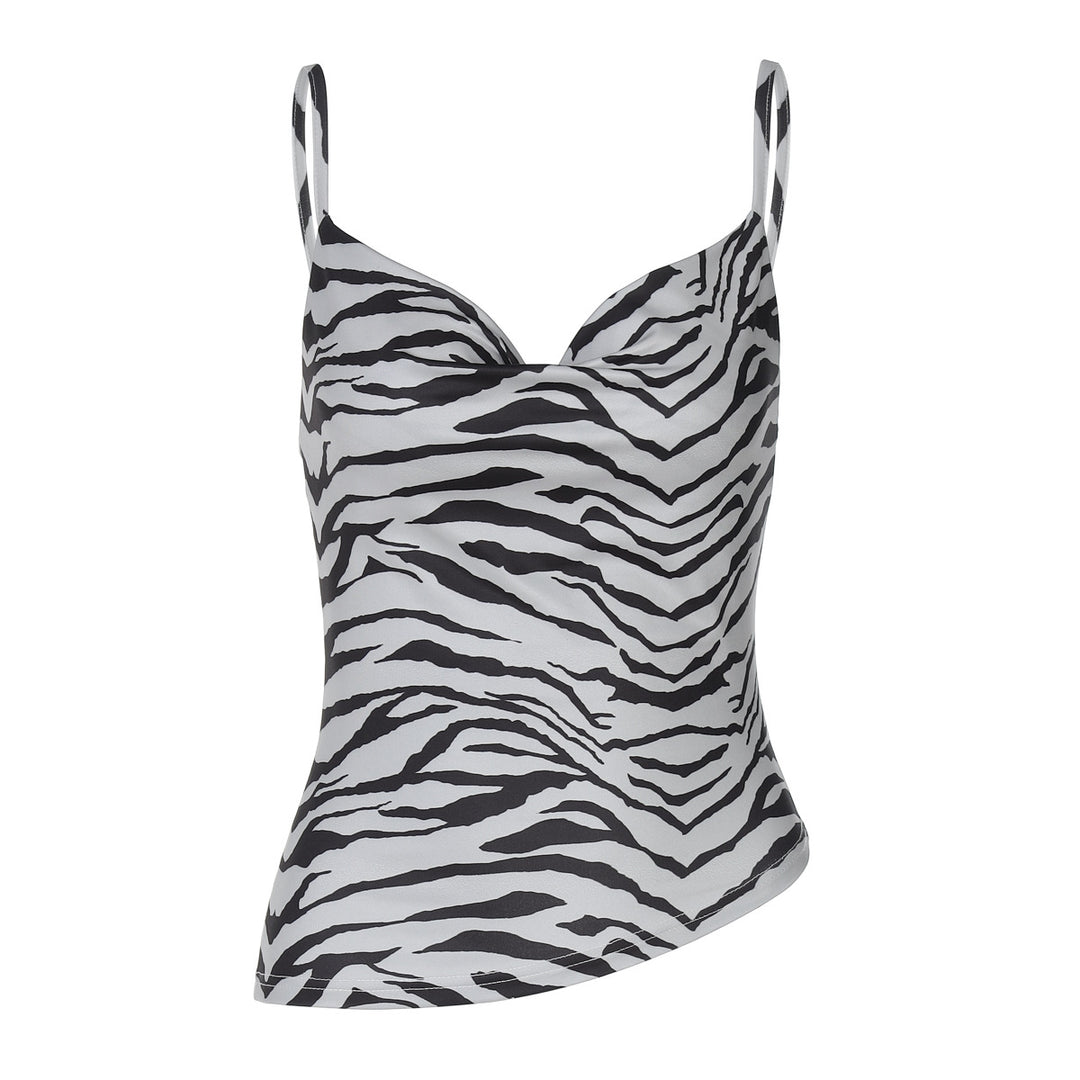 Dame top i trendy zebra-design med justerbare spaghetti-stropper Stilla