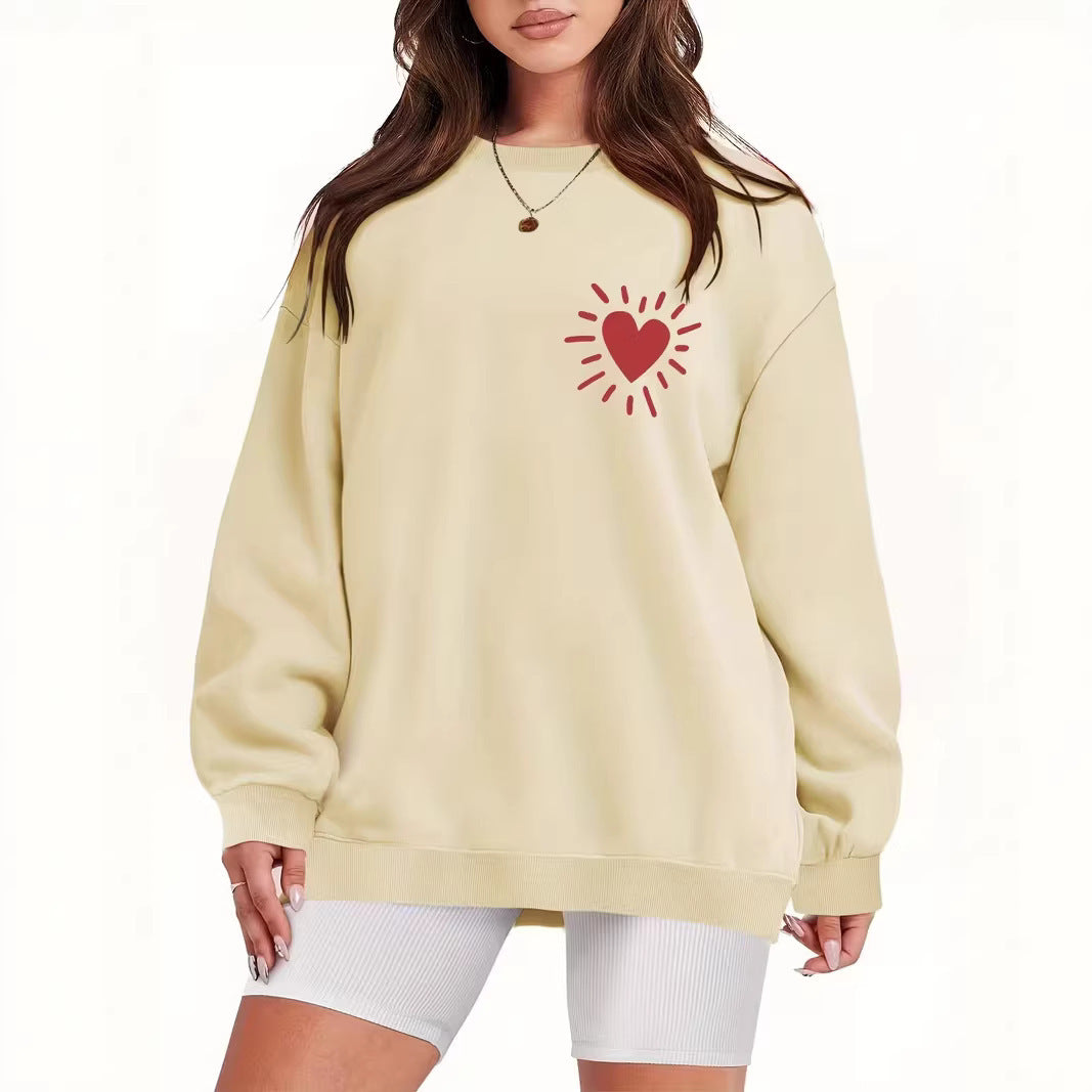 Kvinders sweatshirt med afslappet hjertemotiv og oversized pasform Skovae