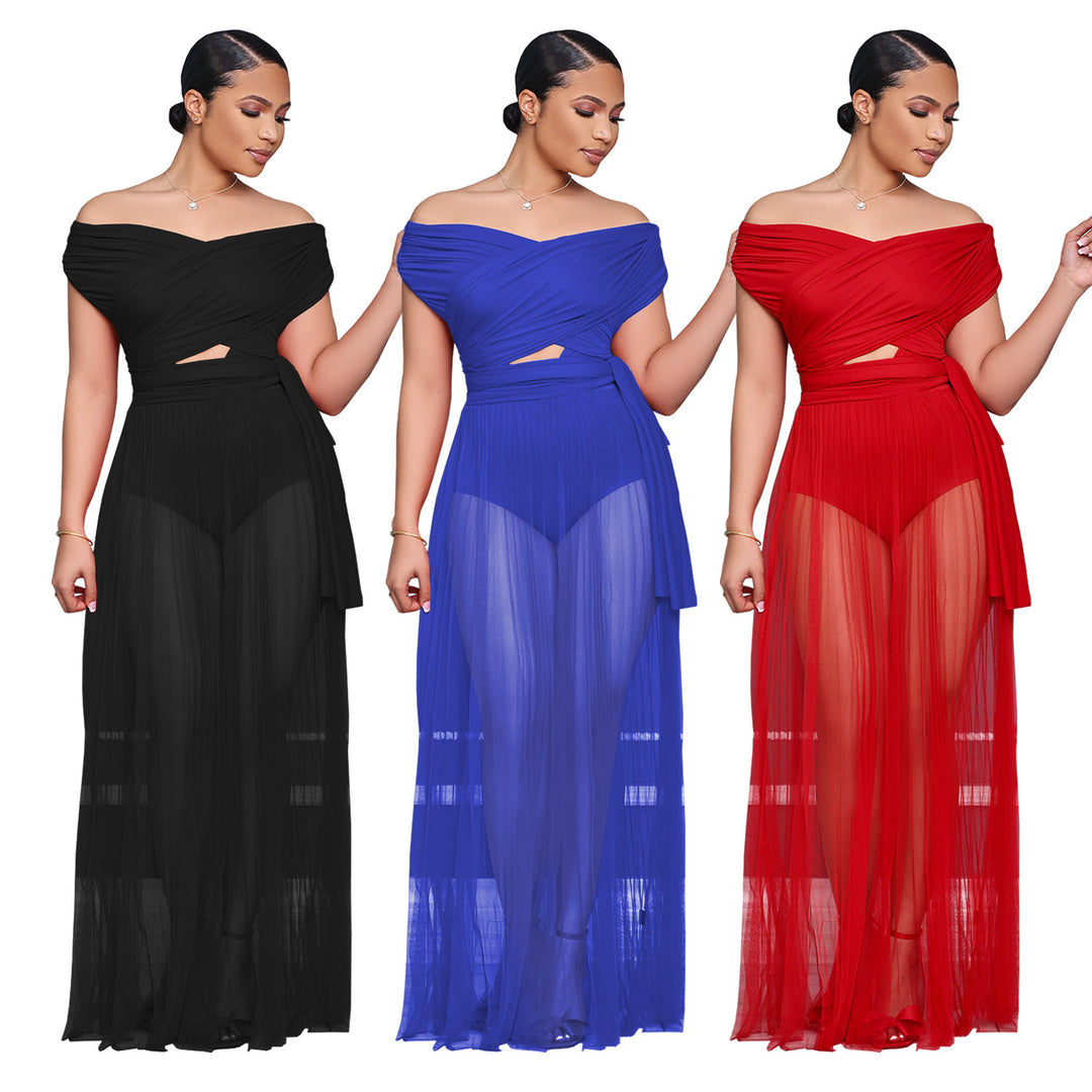 Dame elegant maxikjole med off-shoulder design og klassisk snit Stilla