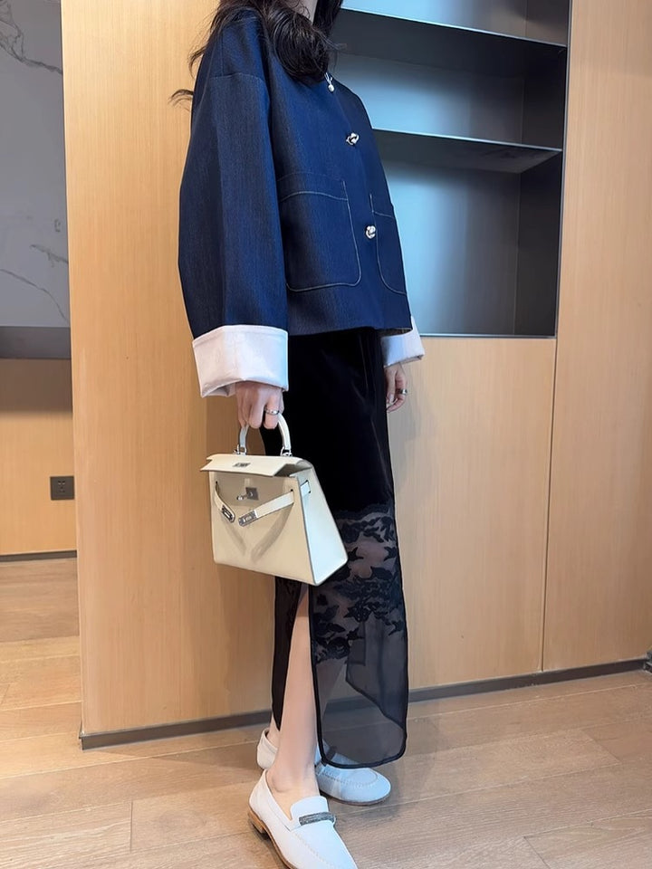 Dame Denim-jakke med elegante detaljer og praktiske lommer Stilla