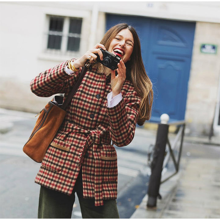 Damer Ruteret Oversized-Jakke Stilla