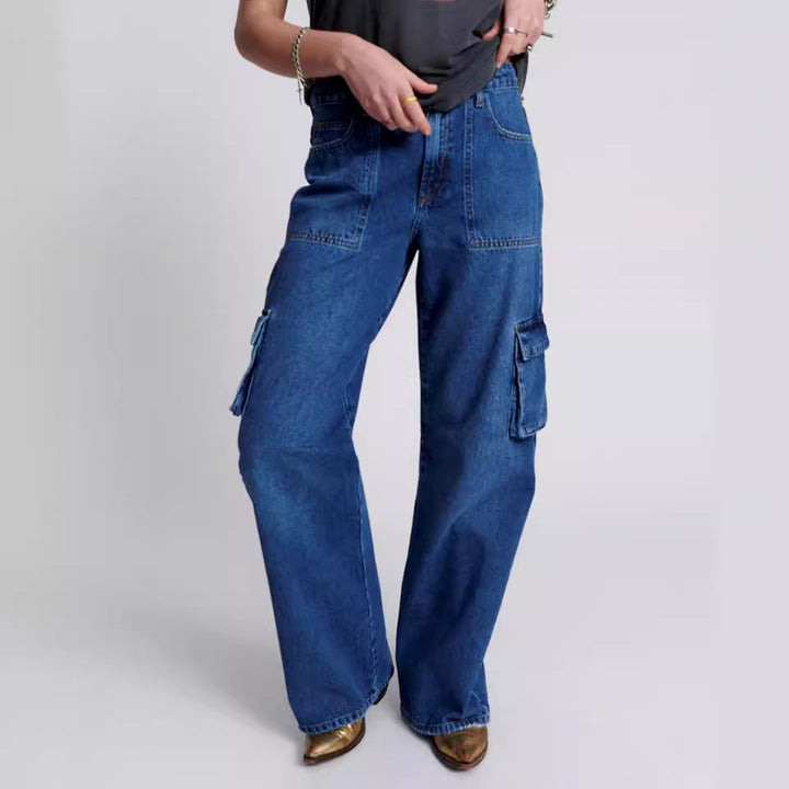 Dame Cargo-Jeans med bred ben og praktiske lommer Stilla