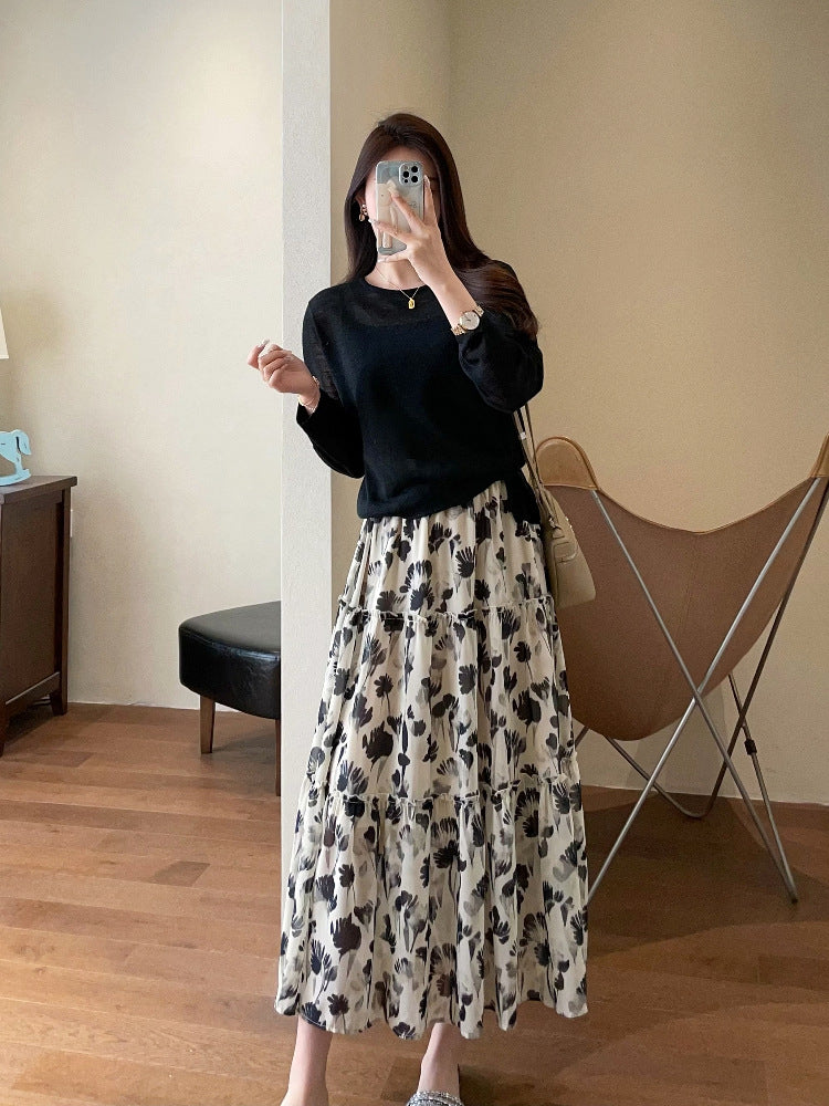 Dame Maxi-nederdel med Floral-mønster Stilla